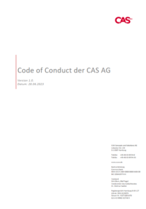 Code of conduct CAS AG Version 1.0 Deckblatt